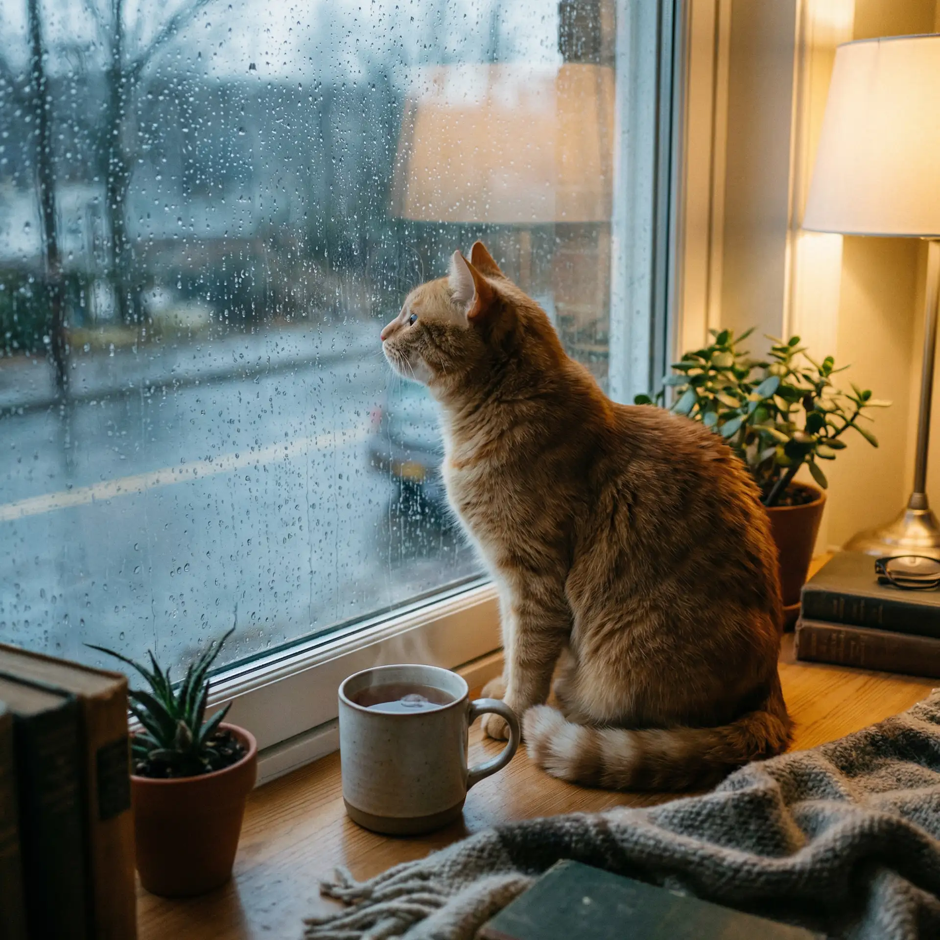 猫咪望着窗外的雨 - 小米的日记1一15
